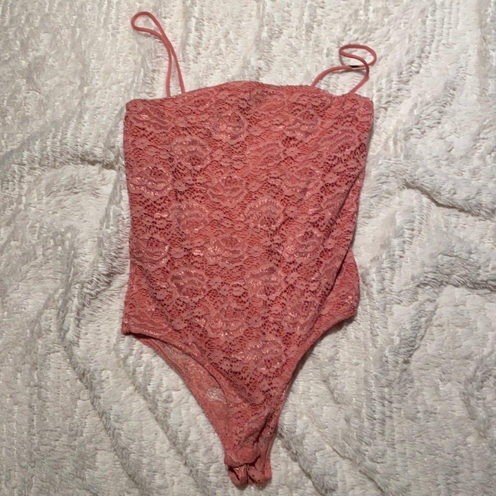 Top shop pink lace bodysuit